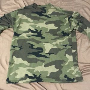“Tattered” camo sweater